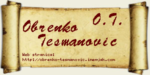 Obrenko Tešmanović vizit kartica